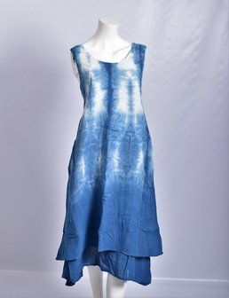 Jurk  blauw tie&dye print- , Myrjo