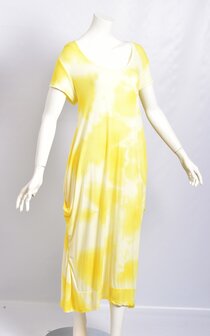  Myrjo jurk geel met Tie Dye print