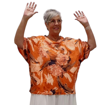 Tuniek linnen met print oranje