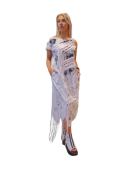 Zomerse jurk van 100% cotton wit met print