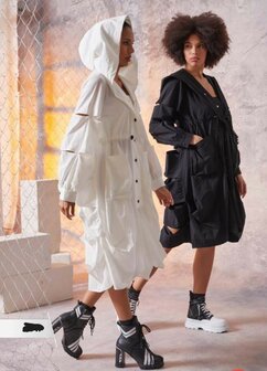Women woven Trench coat  black cutouts