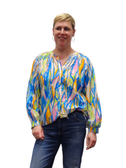 Vrolijke gekleurde blouse met knoopsluiting 100% cotton