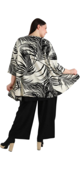 Summer Big Shirt in A-vorm gemaakt van lichte linnenlook Kwaliteitsreferentie zwart-offwhite