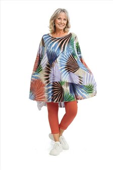 Summer Big Shirt in klokvorm gemaakt van zachte Slinky-kwaliteit blauw Flowers