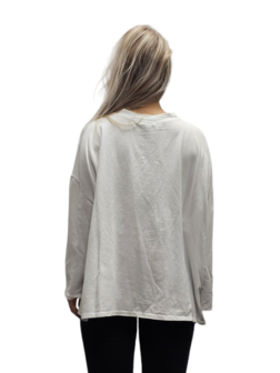 Sweater asymmetrisch roomwit 100% cotton