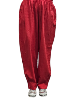 Broek La-Bass, rood, rekbare taille