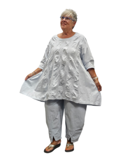 Tuniek met 7/8ste mouw ijsblauw 100% cotton