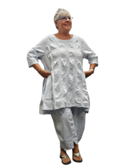 Tuniek met 7/8ste mouw ijsblauw 100% cotton