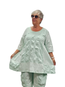 Tuniek mintgroen met 7/8ste mouw 100% cotton-