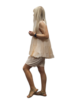 Top mouwloos zalm met plooien