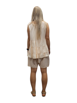 Top mouwloos zalm met plooien