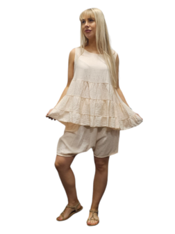 Top mouwloos zalm met plooien