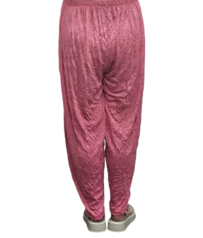 Broek fuchsia gecrashte stof 