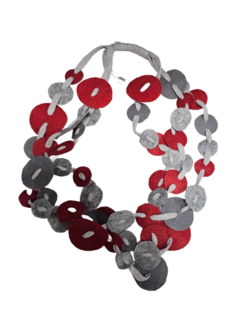 Myrjo fantasie ketting rood-grijs