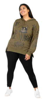 Tuniek/sweater armygroen met print