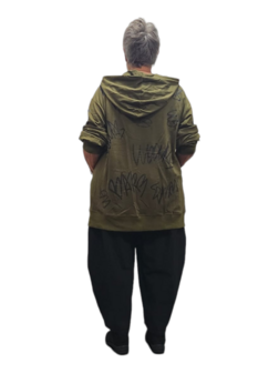 Tuniek/sweater armygroen met print