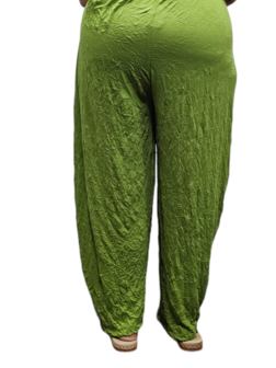 Broek groen gecrashte stof 