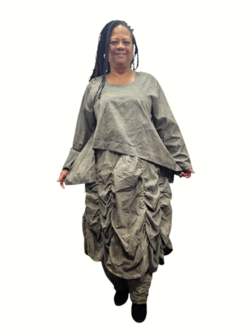 Tuniek armygroen stonewashed