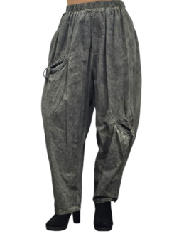 Aparte broek army met ronde sierzakjes stone washed