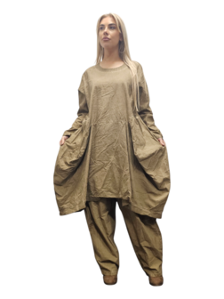 Tuniek-jurk zand stone washed ballonmodel