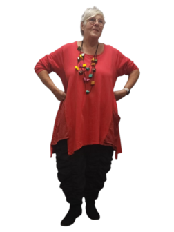 Asymmetrisch A-lijn shirt rood