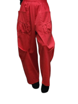 Ruime geplooide broek rood travel