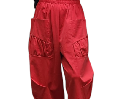 Ruime geplooide broek rood travel