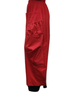 Ruime geplooide broek rood travel