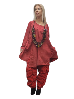 Leuke tuniek rood gestreept asymmetrische zoom