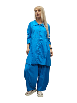 Stretch blouse-jas blauw A- lijn