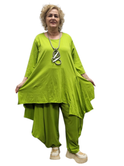 Tuniek limegroen asymmetrisch patchwork