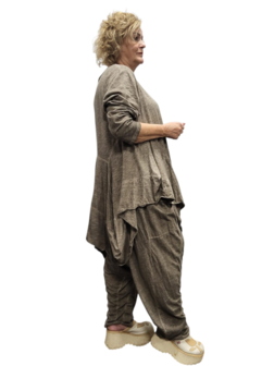 Ballontuniek taupe stonewashed asymmetrisch 100% cotton