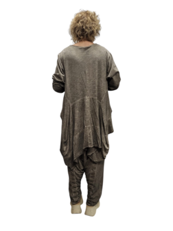 Ballontuniek taupe stonewashed asymmetrisch 100% cotton