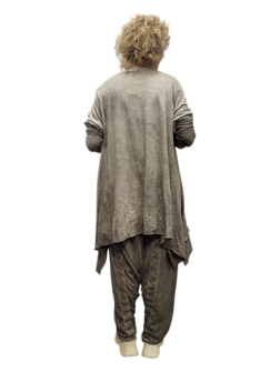 Tuniek A-lijn taupe stonewashed 100% katoen-