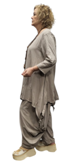 Tuniek taupe asymmetrisch 100% cotton