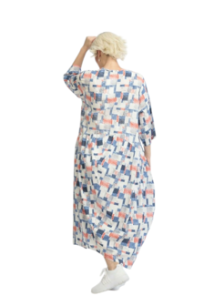 Wijde jurk van viscose linnenmix met print