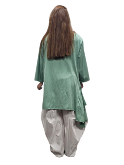 Tuniek mintgroen asymmetrisch patchwork