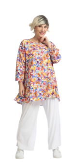 Zomers tuniek Nami in klokvorm  rood/blauw