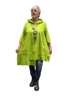 Tuniek asymmetrisch limegroen met puntmuts