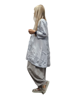 Tuniek ijsblauw met 7/8ste mouw 100% cotton