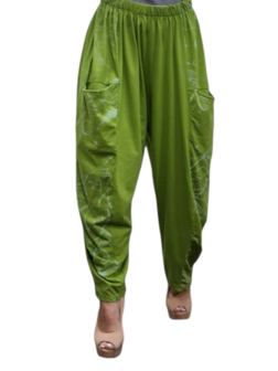 Broek groen met gedeeltelijk print