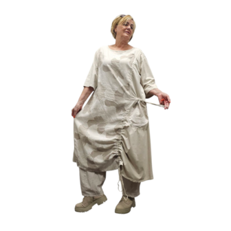 Jurk-zand-tricot/linnen
