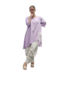 Tuniek asymmetrisch batikprint lila