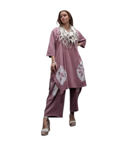 Ruim Shirt A-lijn batikprint oudroze