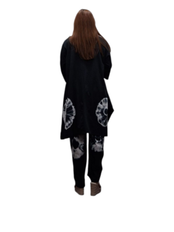 Ruim Shirt A-lijn batikprint zwart