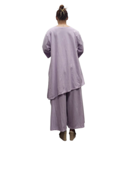 Tuniek  lila asymmetrisch met bloemen