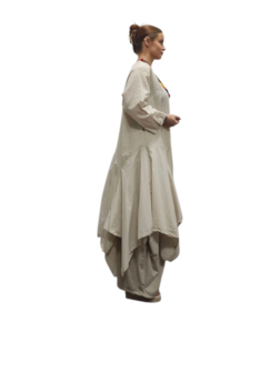 Jurk- lange tuniek zand 100% cotton