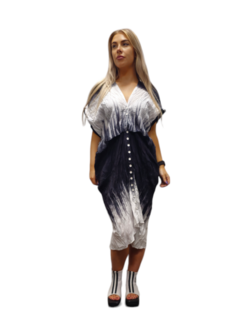 Women&#039;s dress /gardigan black/white crashed fabric large V-neck