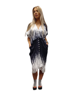 Women&#039;s dress /gardigan black/white crashed fabric large V-neck