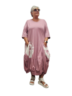 Ballonjurk A-lijn batikprint oud roze